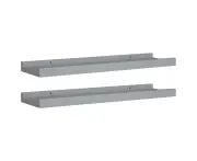 vidaXL Picture Frame Ledge Shelves 2 pcs Grey 40x9x3 cm MDF