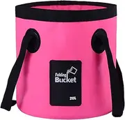 5.2 Gallon Bucket(20L),Collapsible Bucket with Handle, Portable Camping Bucket, Ultra Lightweight Outdoor Basin Fishing Bucket, Folding Bucket for Fishing, Camping, Car Washing (Pink 5.2 Gallon)