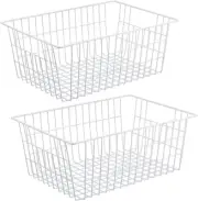 Wire Storage Freezer Baskets, Set of 2 13.4" Household Organizer Storage Bins Fr