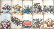 fruits vintage style junk journal fruits card toppers set of 10
