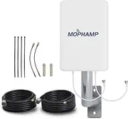 Mophamp 4G 5G MIMO Antenna LTE Outdoor Aerial 698-3800MHz 8dBi | Twin 10m Low Loss Coax Cable | Works for Routers, Modems, Hotspots, Gateways…