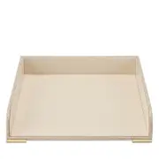 Aerin Classic Croc Embossed Leather Paper Tray in Fawn