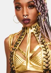 [Club Exx] Golden Rude Awakening Harness Bra Top