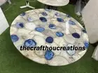 White & Blue Agate Stone Coffee Table Top, Side Table Top, Home Decor