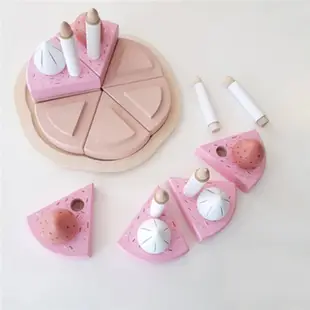 ins仿真生日蛋糕 木製粉色蛋糕 木製草莓奶油蛋糕 木製雙層生日蛋糕 蛋糕切切樂 木製仿真蛋糕 (8.1折)