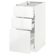 METOD base cabinet with 3 drawers, white Maximera/Ringhult white, 40x60x80 cm