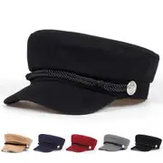 Stylish White Buckle Sailor Hat Navy Beret Cap For Men And Women