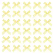 100 Pcs Mini Gingham Ribbon Bows 1.8 Inch Satin Ribbon Bows, Yellow White