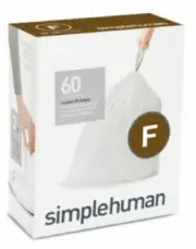 simplehuman BIN LINERS 25L 60-Pieces Code-F Thick Double Seams, Drawstring