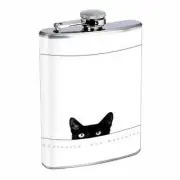BLACK CAT CURIOSITY STAINLESS STEEL 8oz FLASK D 024 Whiskey