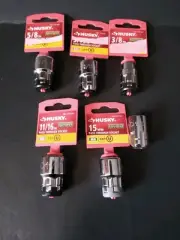 Husky Pass Through Socket Universal 3/8" Drive 1/2" 5/16" 9/16" 15mm 5/8" 11/16"