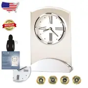 Contemporary Quartz Table Clock with Polished Aluminum Base - Tribeca Style