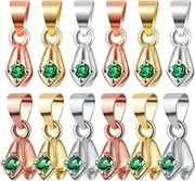 [XolngYYeng] 30pcs Pinch Clip Bail Clasp Brass Bail Dangle Charm Clip with Green Rhinestone Buckle Beads Pendant Connector Findings for DIY Necklace Crafts Jewelry Making,