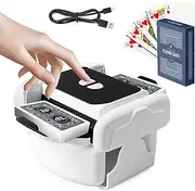 SZBJSMF Card Shuffler Cards 2 Decks, Electric Card Shuffler with Manual and Automatic Operating Modes and 1 Poker for UNO, Poker, Texas Hold Em, Omaha, Baccarat