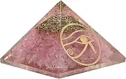 Orgone Pyramid Rose Quartz Crystal - Eye of Ra Natural Love Healing Stones Orgonite Energy Generator for Yoga Meditation