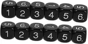 Generic 12pcs Number Dice Teaching Dice for Math Challenges Arithmetic Teaching Aid Dice for Math Practice Math Problem Solving Game Interactive Game Educational Plastic Black