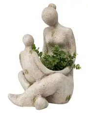 [Willow & Silk] Mother & Child Planter in Stone/Green