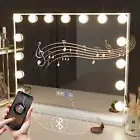 Large Bluetooth Hollywood Mirror Vanity Makeup with Lights,Hollywood Lighted Mir