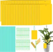 Sticky Traps 50 PCS Fruit Fly Fungus Gnat Killer Glue Trap with Rods Lanyards In