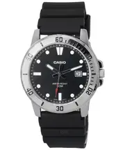 Casio Black Resin Strap Black Dial Luminous Hands Quartz MTP-VD01-1E Mens Watch