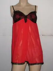 NEW Linea Donatella 2 PC Set Babydoll VAT085 Red M
