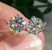 GRA Certified D Color VVS1 2CT Moissanite Solitaire Stud Earrings Push back