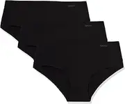 DKNY Women's Litewear Cut Anywhere Hipster Panties 3 Pack Box Multipack, Black/Black/Black, Small