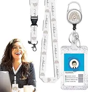 Student ID Badge Holder Lanyard | Fashionable ID Badge Holders with Retractable Lanyards | for Storing Key, ID Badge, Name Tag, Credit Card, Business Card, Access