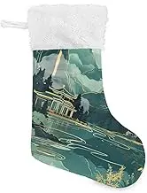 Amooorous Pavilions and Mountains and Rivers Stocking for Christmas Family Christmas Stocking with Plush Cuff Xmas Stockings Stockings for Decorating for Farm Christmas Tree Christmas Tree