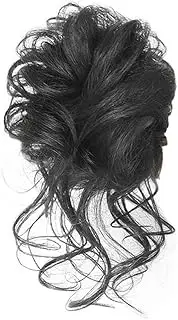 Bun Ponytail Chignon Brazilian Human Hair Curly Wavy Messy Bun Extensions Hair Pieces for Women Messy Bun Hair Piece Hair(Brown black)