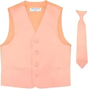 [Vesuvio Napoli] BOY'S Dress Vest & NeckTie Solid PINK Color Neck Tie Set