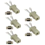 5x DB9 RS232 Female to RJ11 RJ12 6P6C Telephone Phone Line Modular Adapter Ivory