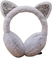 [Generic] Earmuffs Warm Fashion Women Glitter Sequin Earmuffs Fur Winter Girl Cute Faux Soft Fluffy Ear Warmer Earmuffs Cat Ear Muffs Earlap Warm Earmuffs