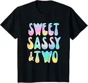 [X.Style] Kids Sweet Sassy and Two 2nd Birthday Girl Tie Dye 2 Year Old ds1249 T-Shirt (S) Black