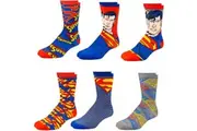 Superman Assorted Designs Men's Crew Socks 6-Pack