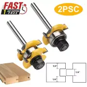 2 PCS Tongue and Groove Router Bit Set 1/4 Shank 3 Teeth Adjustable T Shape Bits