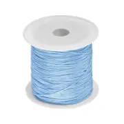 1 Roll Nylon Beading Thread Knotting Cord 0.6mm 50 Yards Satin String, Sky Blue