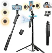 Extendable Auto Face Tracking Tripod 360° Rotation with Light, No App, 70.9"
