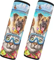 Funny Hawaiian Cats and Dogs Car Seats Strap Covers Seat Belt Pads Adults