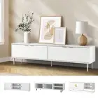 Oikiture Entertainment Unit TV Cabinet Stand 140/160/180cm Storage Shelf White