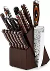 Knife Set,15 Pieces Kitchen Knife Set with Wooden Block,High Carbon Japanese ...