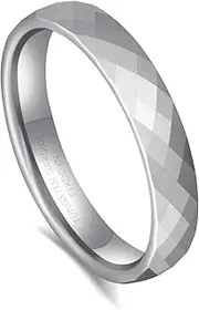 [Fyrddyn] Promise Ring for Couple 4mm Black/Silver/Gold/Rose Gold Multi-faceted Tungsten Wedding Band for Men Women
