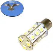 HQRP BA15s Bayonet Base 18 LEDs SMD5050 LED Bulb Lamp Warm White for 17635 NARVA / 1141 Dodge Roadtrek RV Cabin Interior Light + HQRP UV Meter