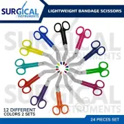 24 Pcs Plastic Handle Colored Bandage Scissors Scrub Holiday Gift Idea German Gr