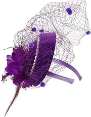 [NULYLU] Mini Hair Fascinators Tea Party Hat Clips Pearl Feather Headband Elegant Wedding Headwear Fashionable Headpiece
