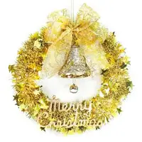 在飛比找PChome24h購物優惠-【摩達客】純金系金蔥聖誕星星花圈(14吋)