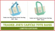Trader Joe’s Canvas Tote Bags Mini Pastel | Blue and/or Green- LIMITED EDT. NWT