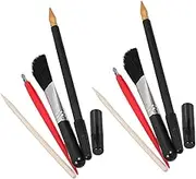FIXOSHEE 10pcs Scratch Painting Tools Set Unique Scratching Art Pens Various Shapes Stylus Repair Pen and Clean Brush for Creative Art Projects for All Ages