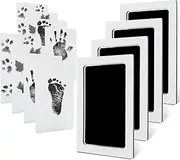 4-Pack Inkless Hand and Footprint Kit - Ink Pad for Baby Hand and Footprints - Dog Paw&Nose Print Kit Newborn Baby Handprint Kit Baby with 4 Ink Pads and 8 Imprint Cards