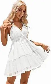 [ForeMode] Women's Boho Floral Print Elastic High Waist Pleated A Line Midi Skirt with Pockets Bohemian Hem Maxi Long Skirt